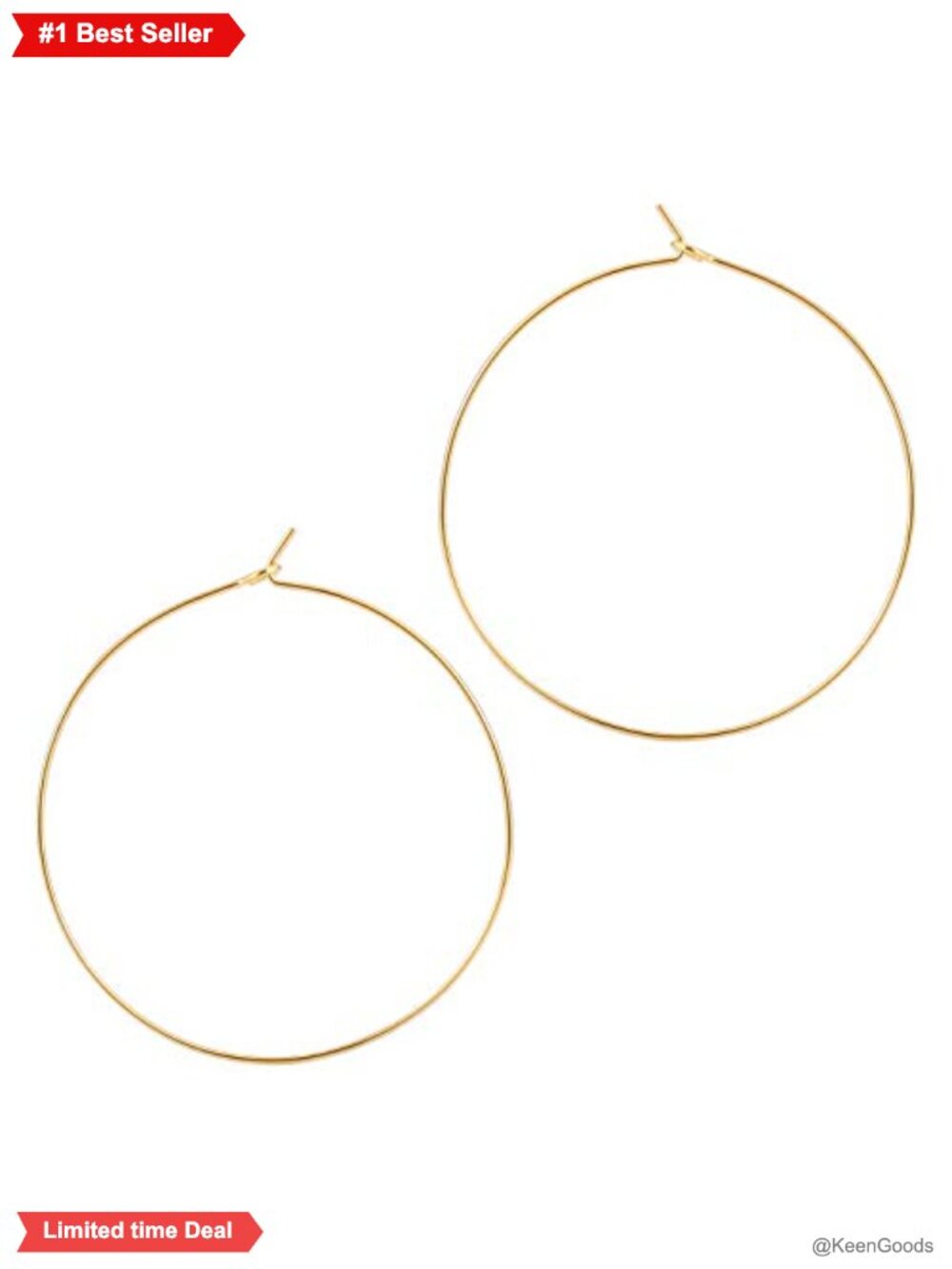 Thin Gold Hoop Earrings Hypoallergenic Lightweight Dainty Large 50mm